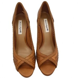American Eagle Brown Woven Peep-Toe Heels – Size 7.5